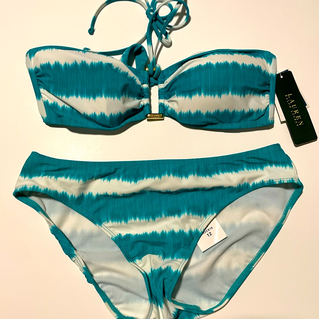 Nwt Ralph Lauren Blue Tie-Dye Bikini Set